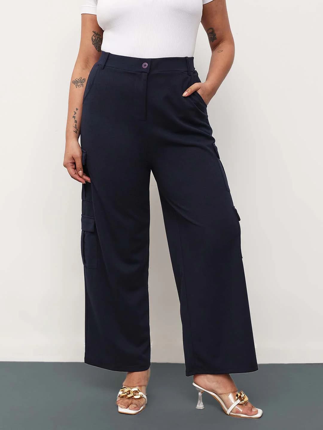 Women's Navy Casual Solis Wash Denim High Rise Bell Bottom Jeans