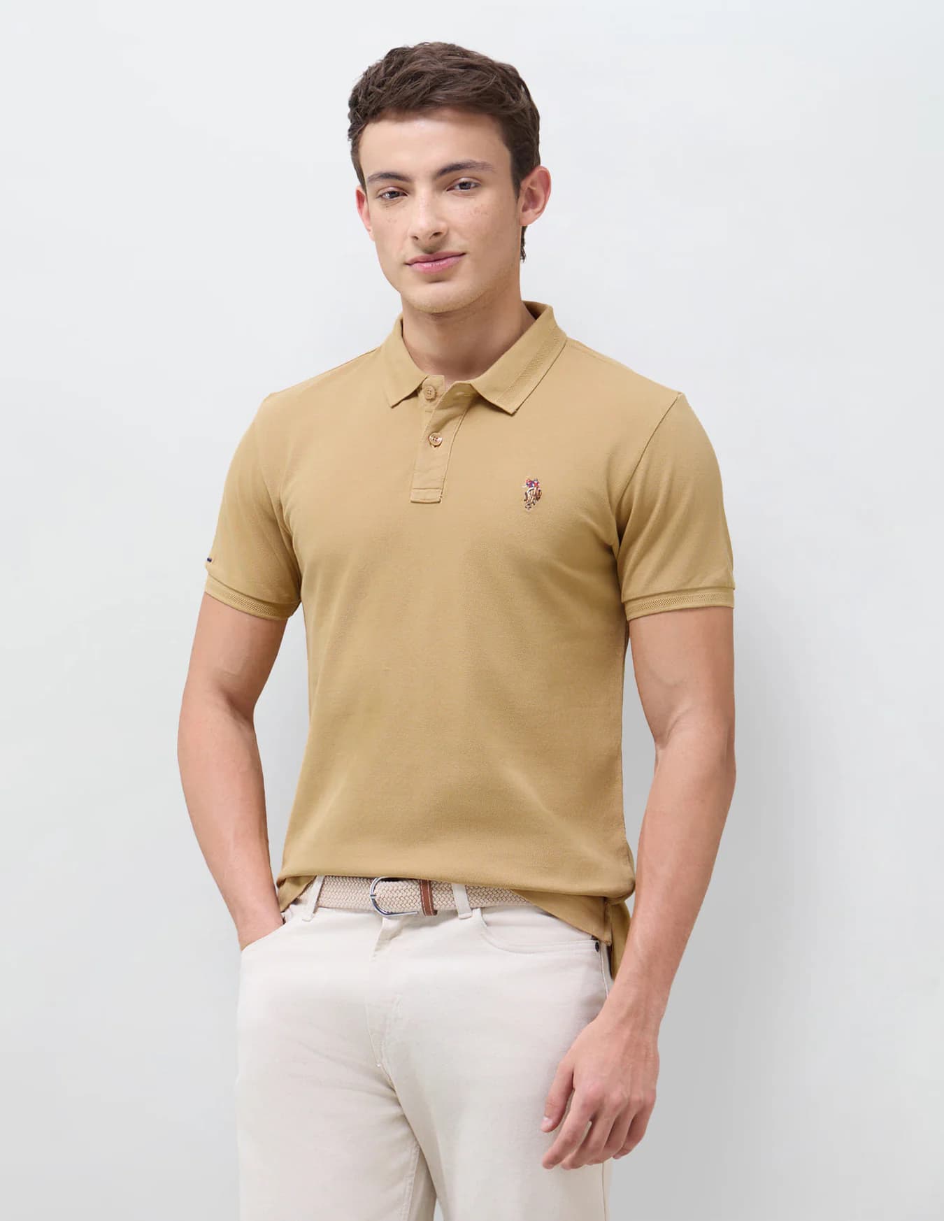 Men's Yellow Casual Half Sleeves Solid Slim Fit Polo Tshirt