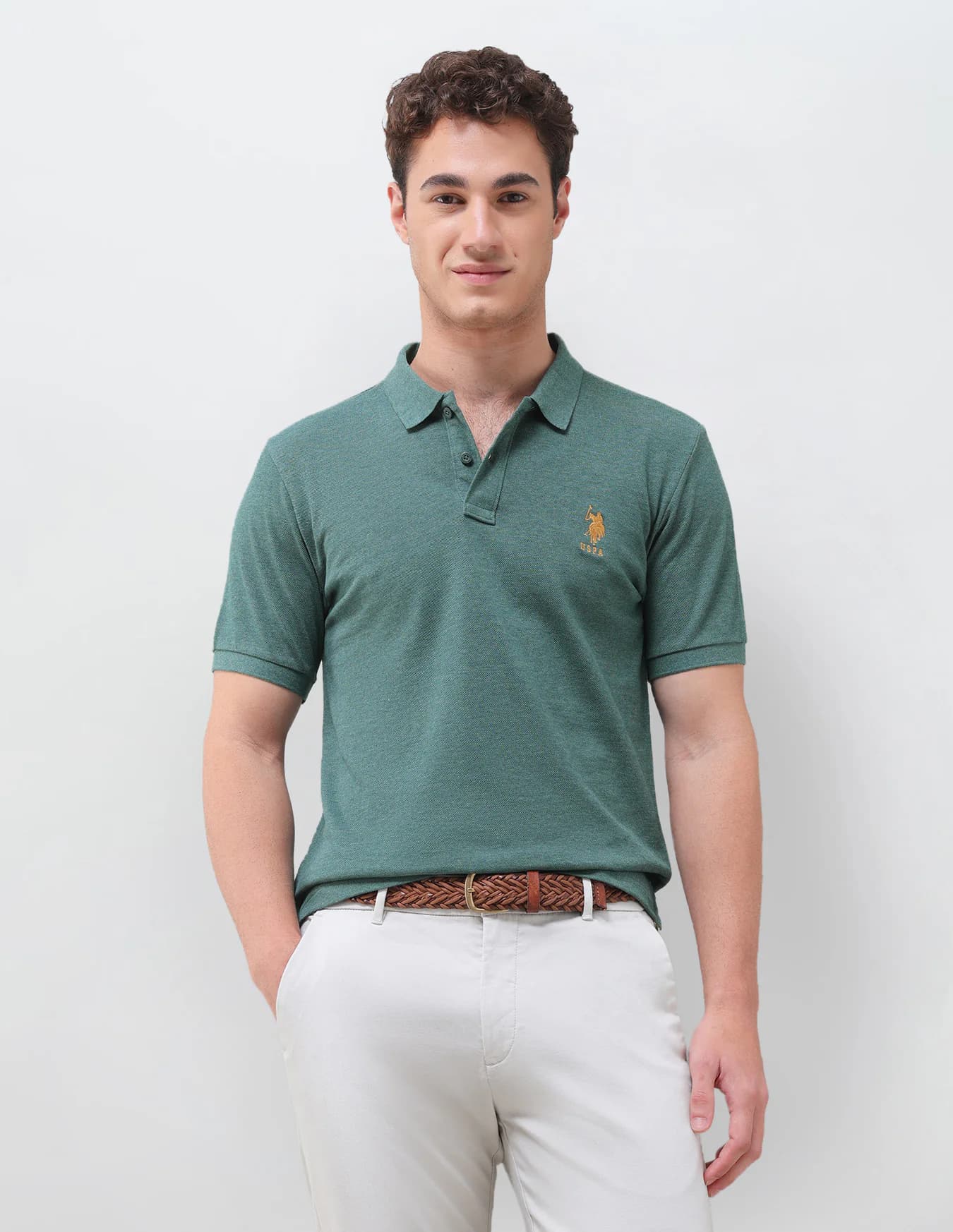 Men's Green Casual Half Sleeves Dark Green Men'ss Polo Tshirt