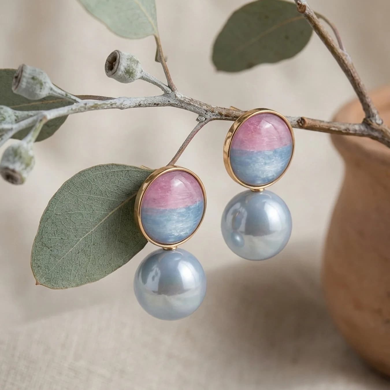 Women's Multi Ombre Stone Pearl Drop Earrings