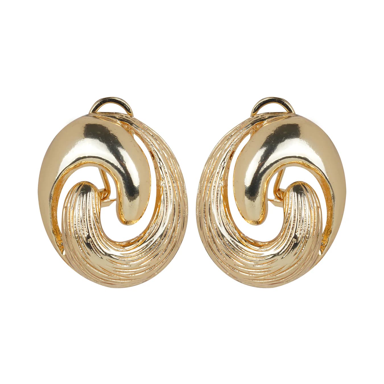 Women's Gold Chunky Swirl Hoop Earrings