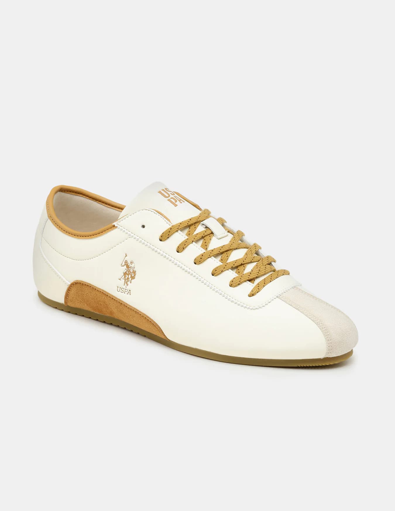 Men's Beige Contrast Lace Ups Rush Casual Sneakers