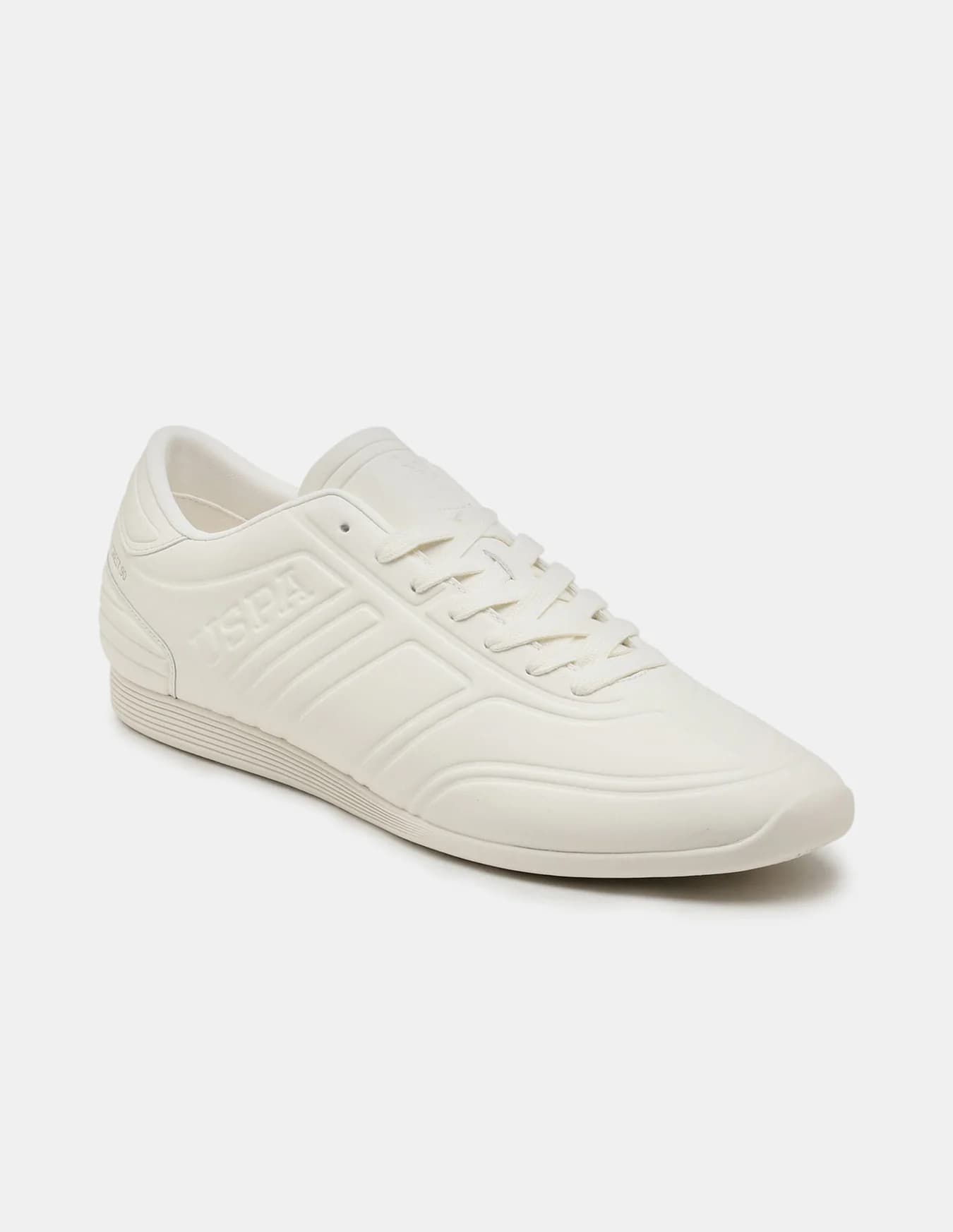 Men's White Round Toe Lace Ups Crest 90 Casual Sneakers