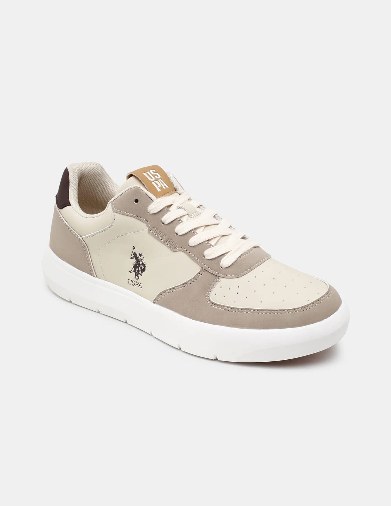 Men's Beige Colour Blocked Lace Ups Alec Casual Sneakers