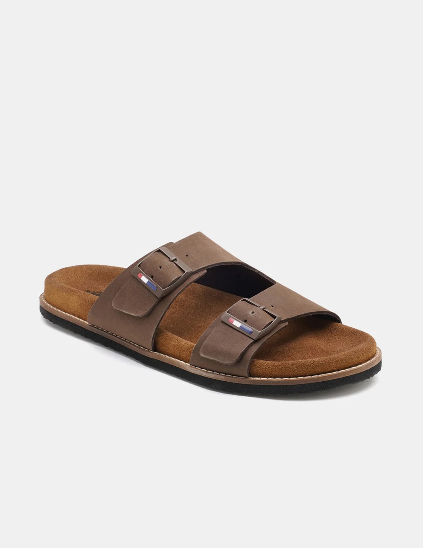 Men's Brown Buckle Strap dy Casual Slides