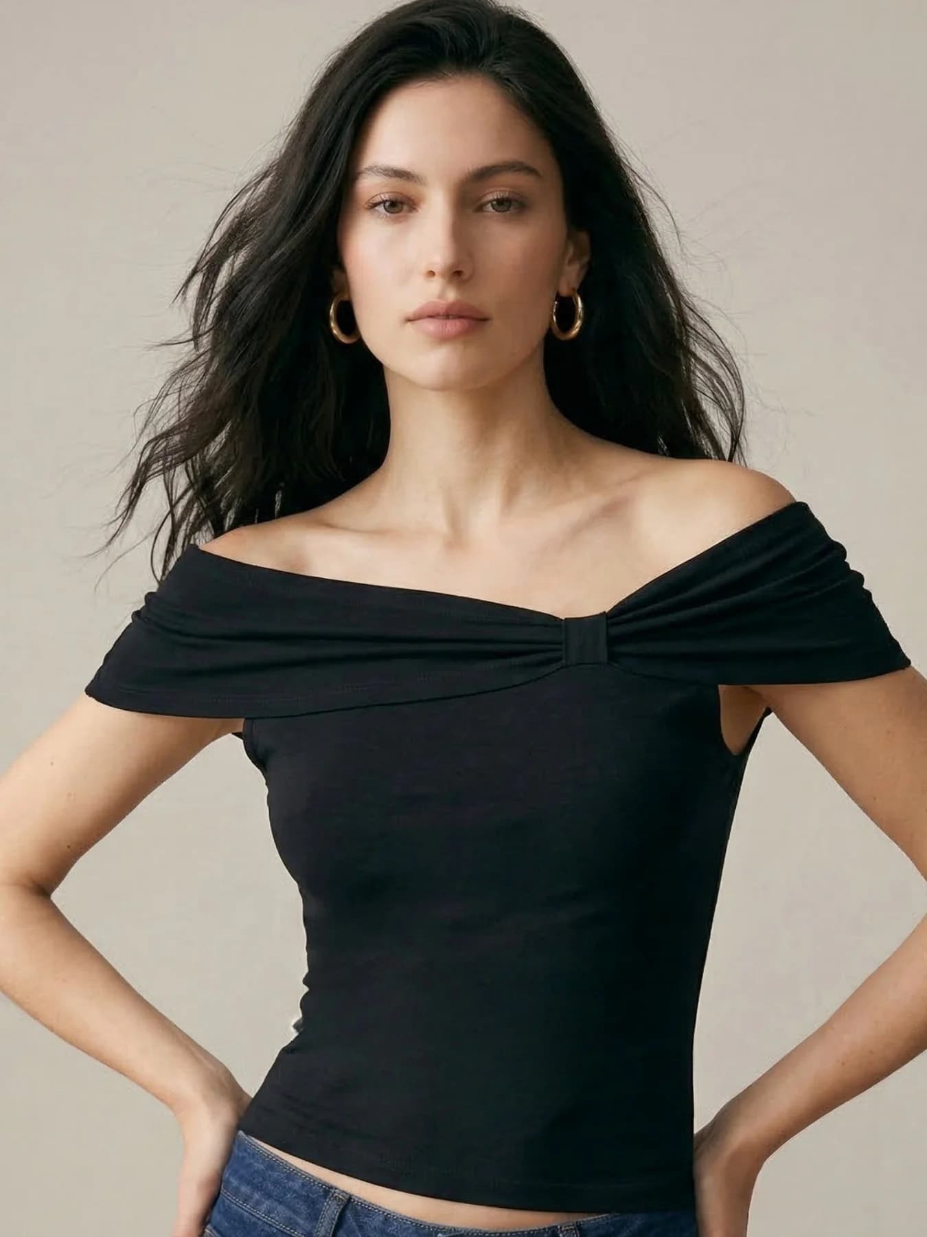 Women's Navy Casual Asymmetric Top