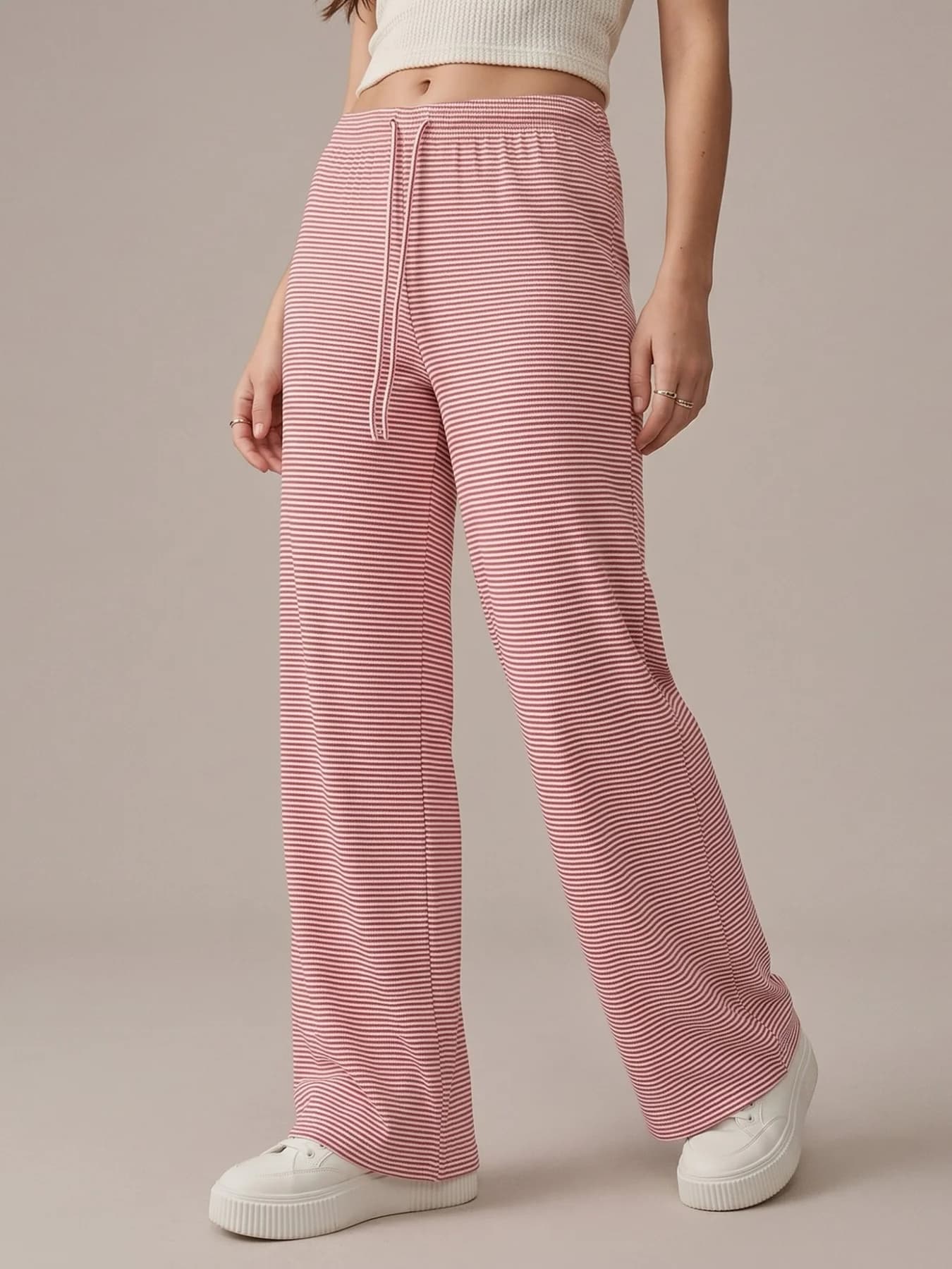 Women's Pink Low Waist Wide Leg Jogger