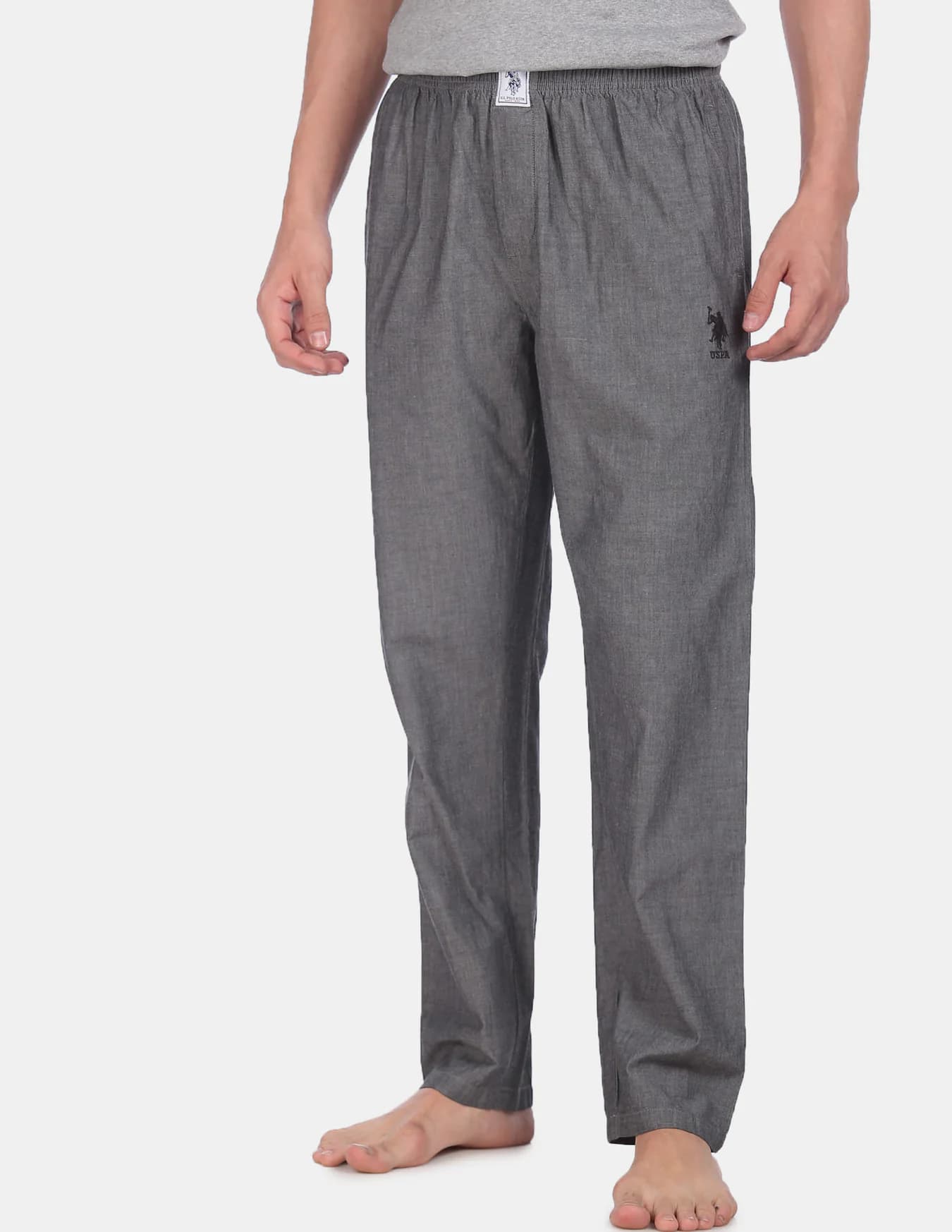 Men's Grey Casual Regular Fit Solid Pyjama