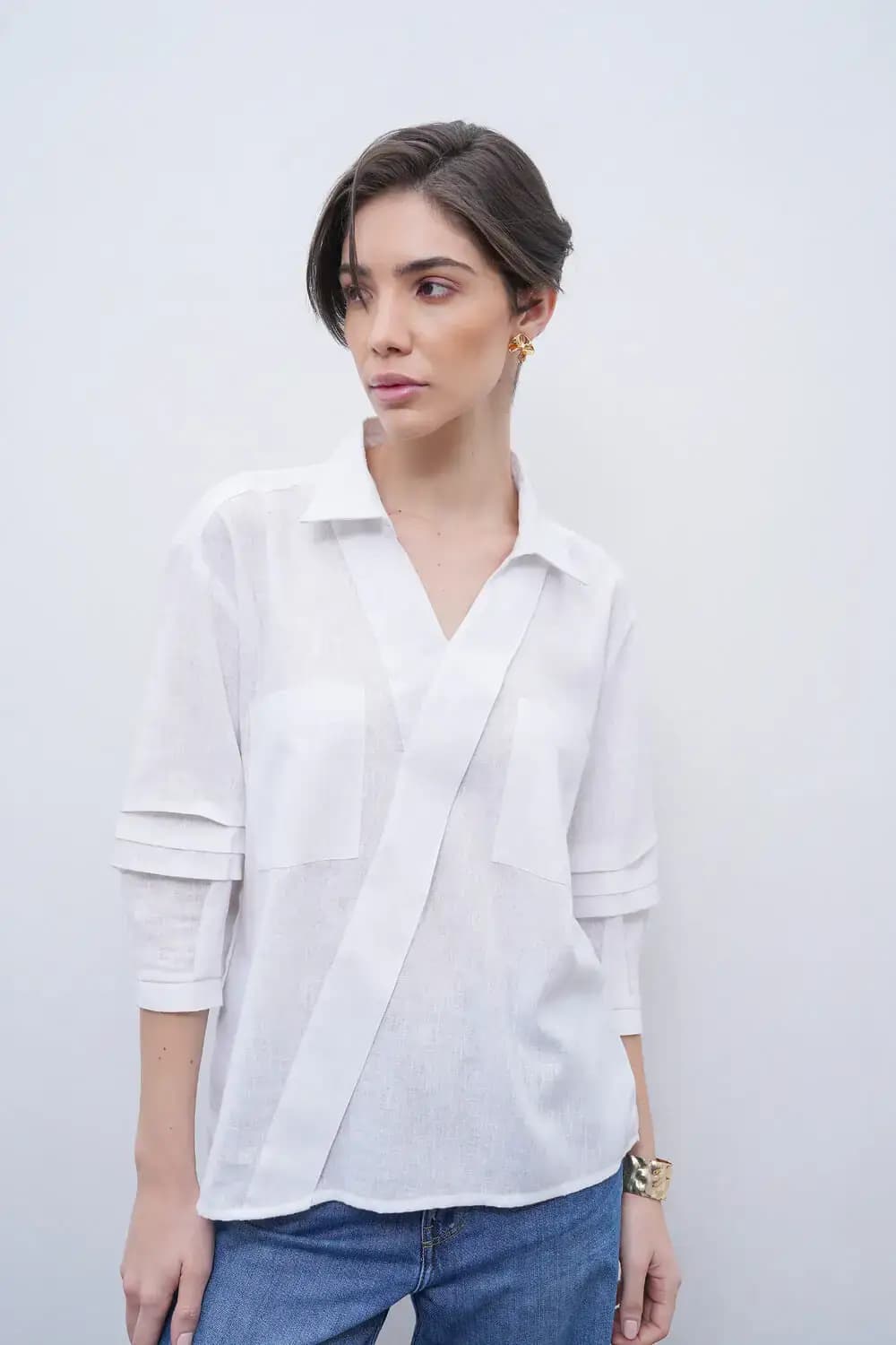 Women's White Formal Solid Oversized Fit Shirt