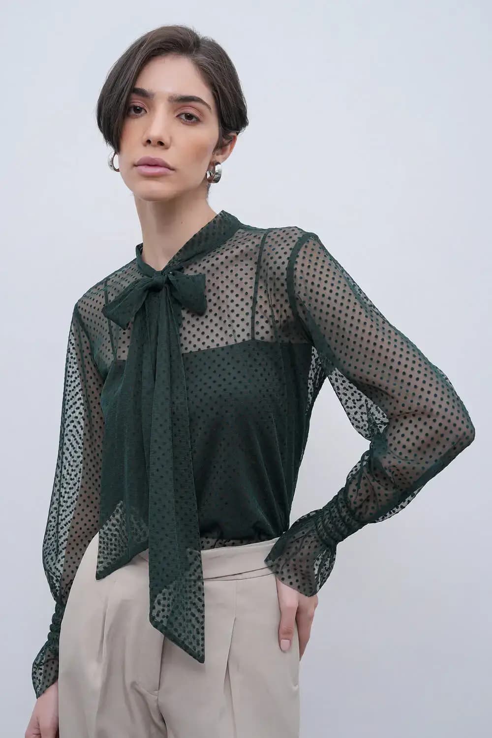 Women's Green Formal Self-Design Regular Fit Top