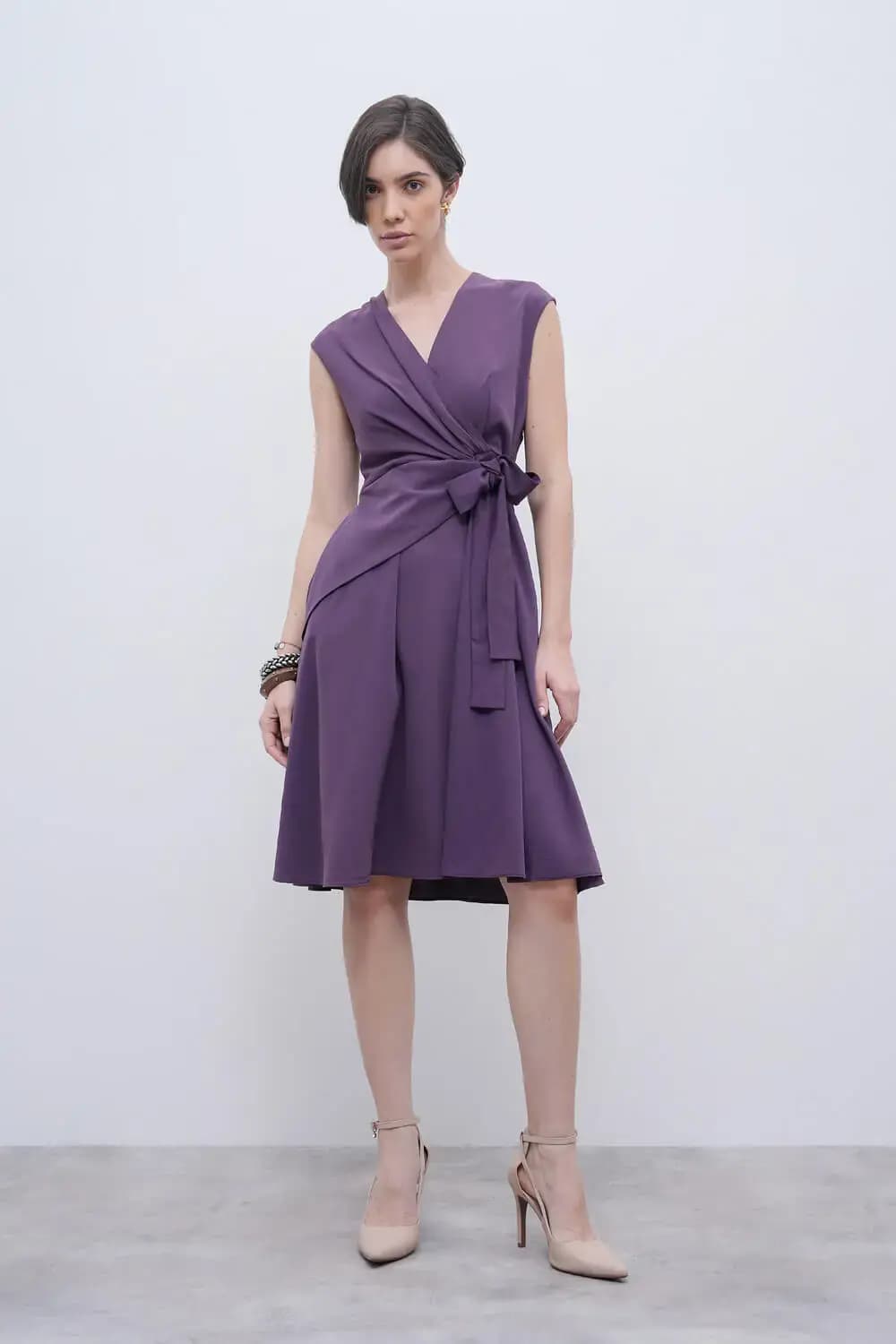 Women's Purple Formal Solid Fit & Flared Dress