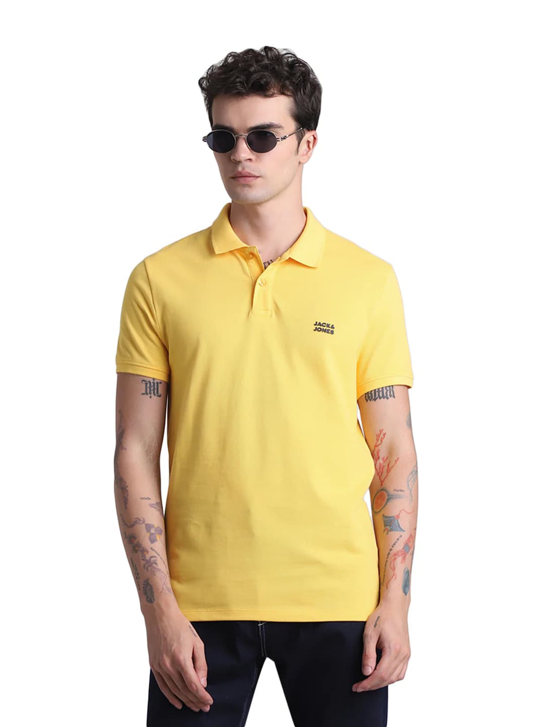Men's Yellow Casual Regular Fit Solid Half Sleeves Polo Tshirt