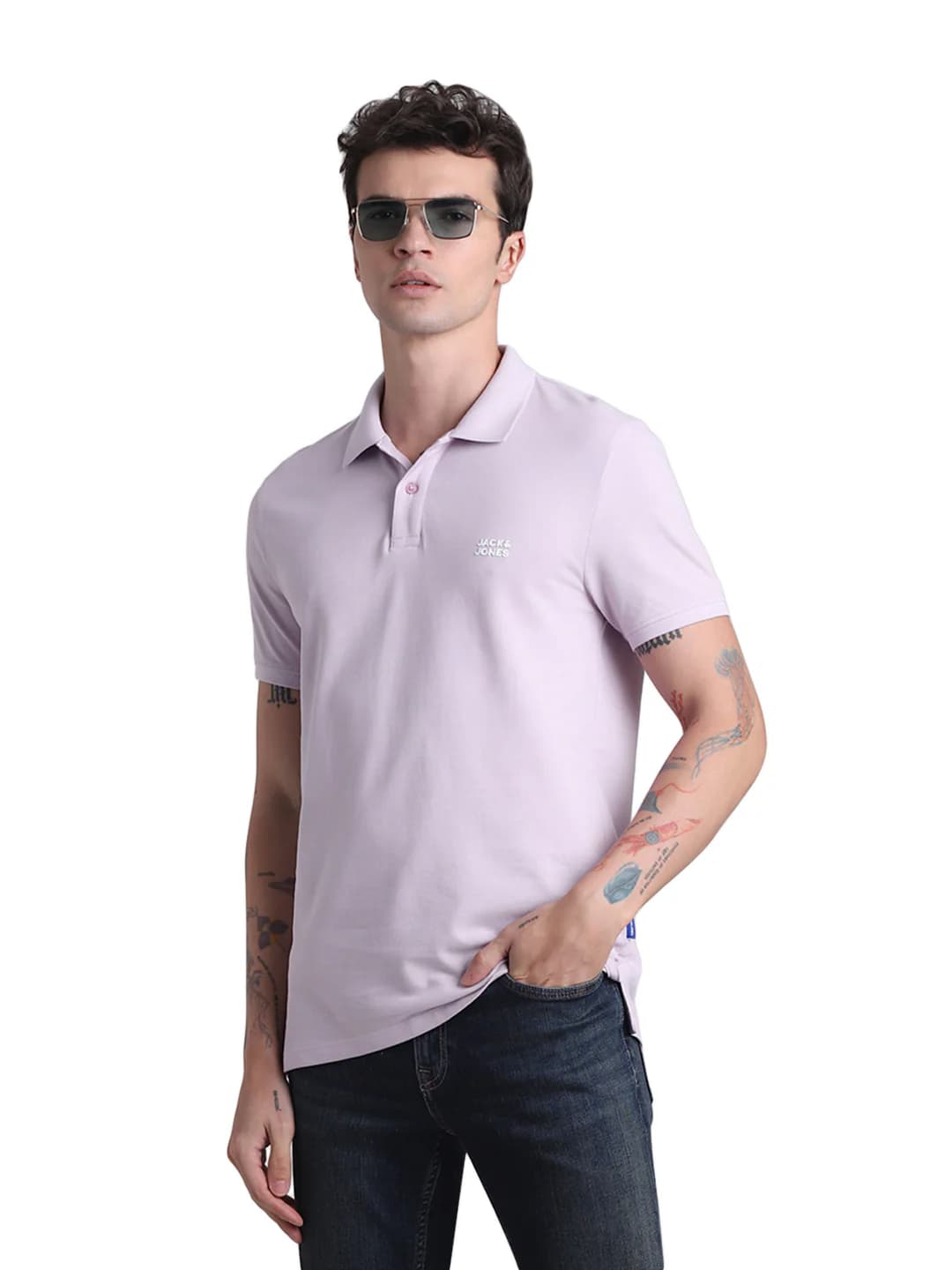 Men's Pink Casual Regular Fit Solid Half Sleeves Polo Tshirt