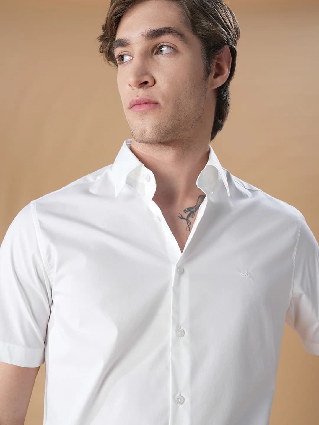 Men's White Formal Solid Regular Fit Shirt