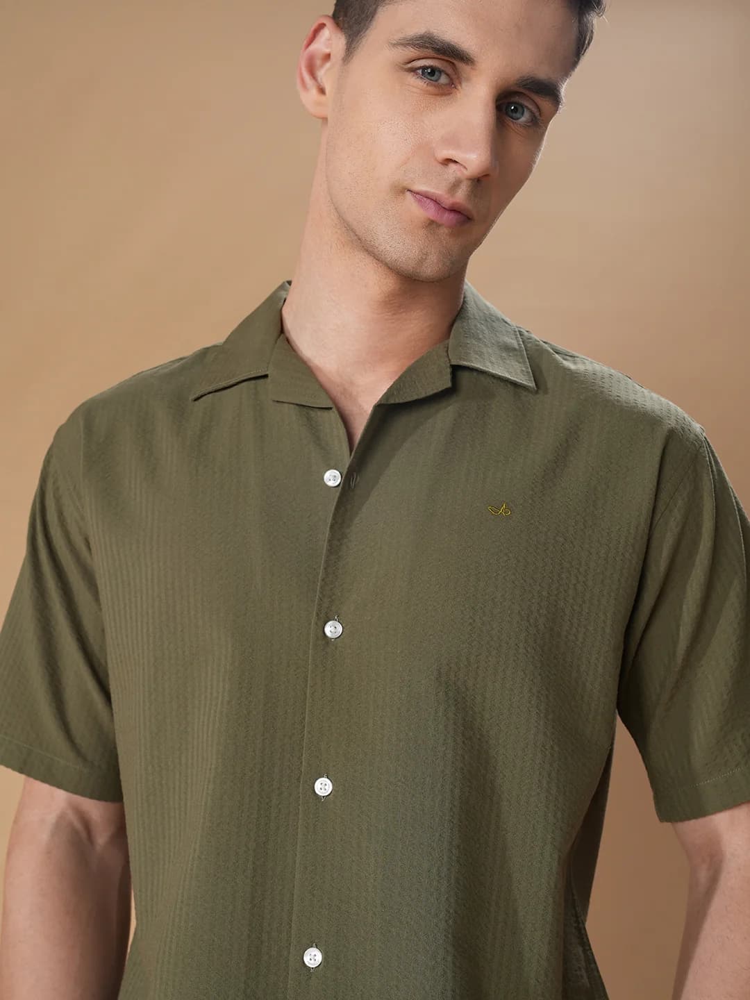 Men's Green Casual Solid Regular Fit Shirt