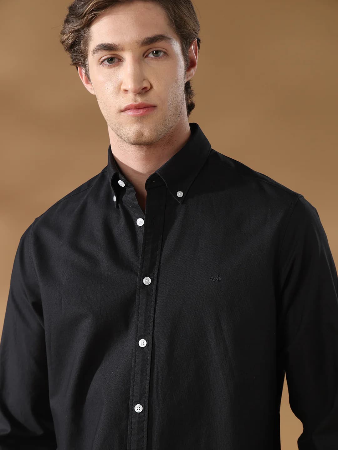 Men's Black Casual Solid Regular Fit Shirt