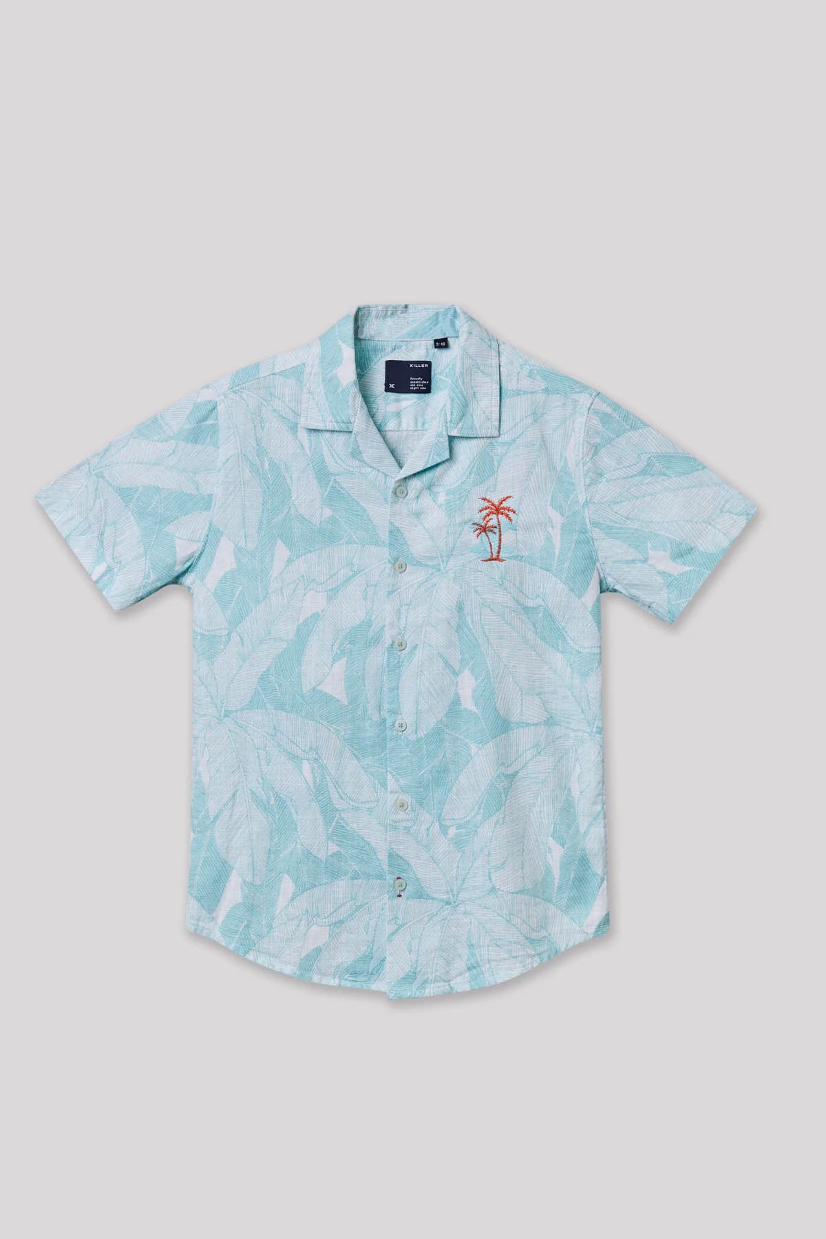 Boys Green Casual Regular Fit Printed Half Sleeves Shirt