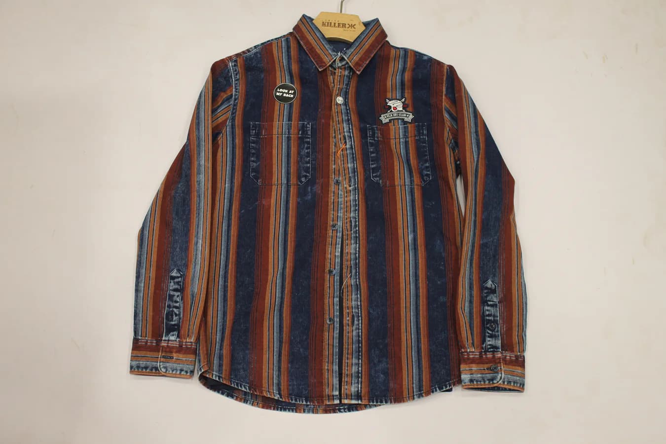 Boys Brown Casual Regular Fit Striped Full Sleeves Shirt