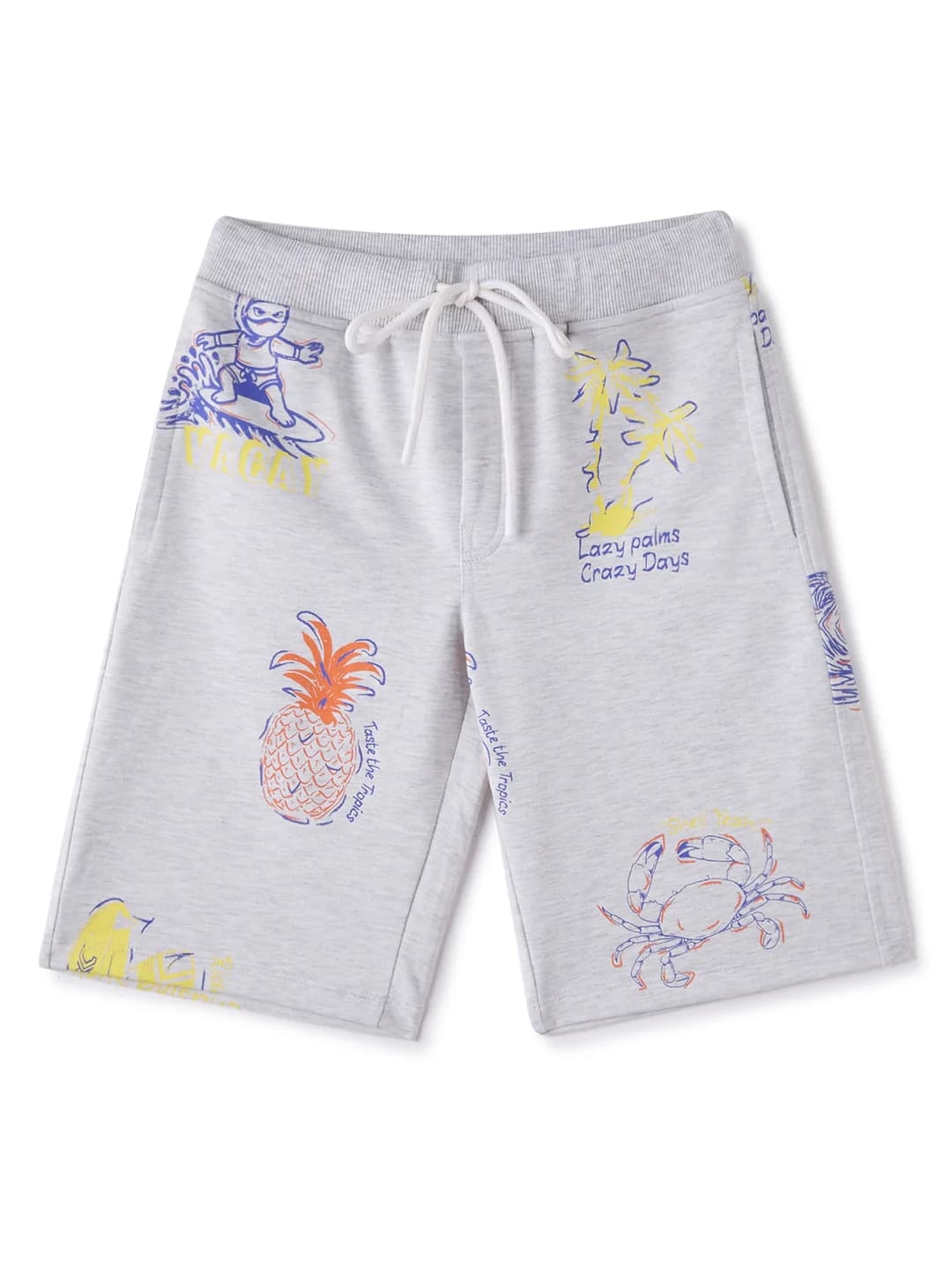 Boys Grey Graphic Regular Fit Shorts - Pack of 1