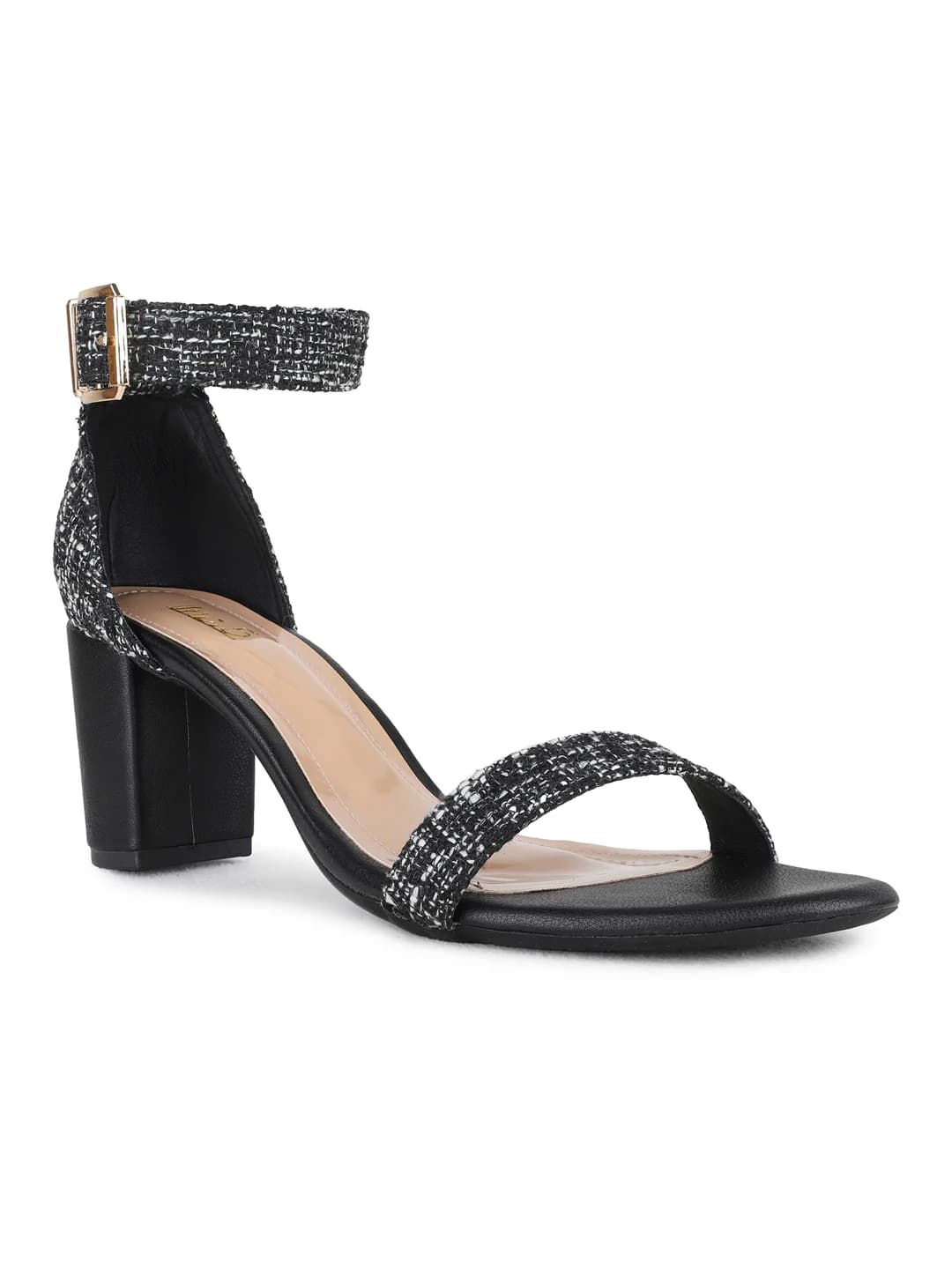 Women's Black Casual Printed Ankle Strap Sandals