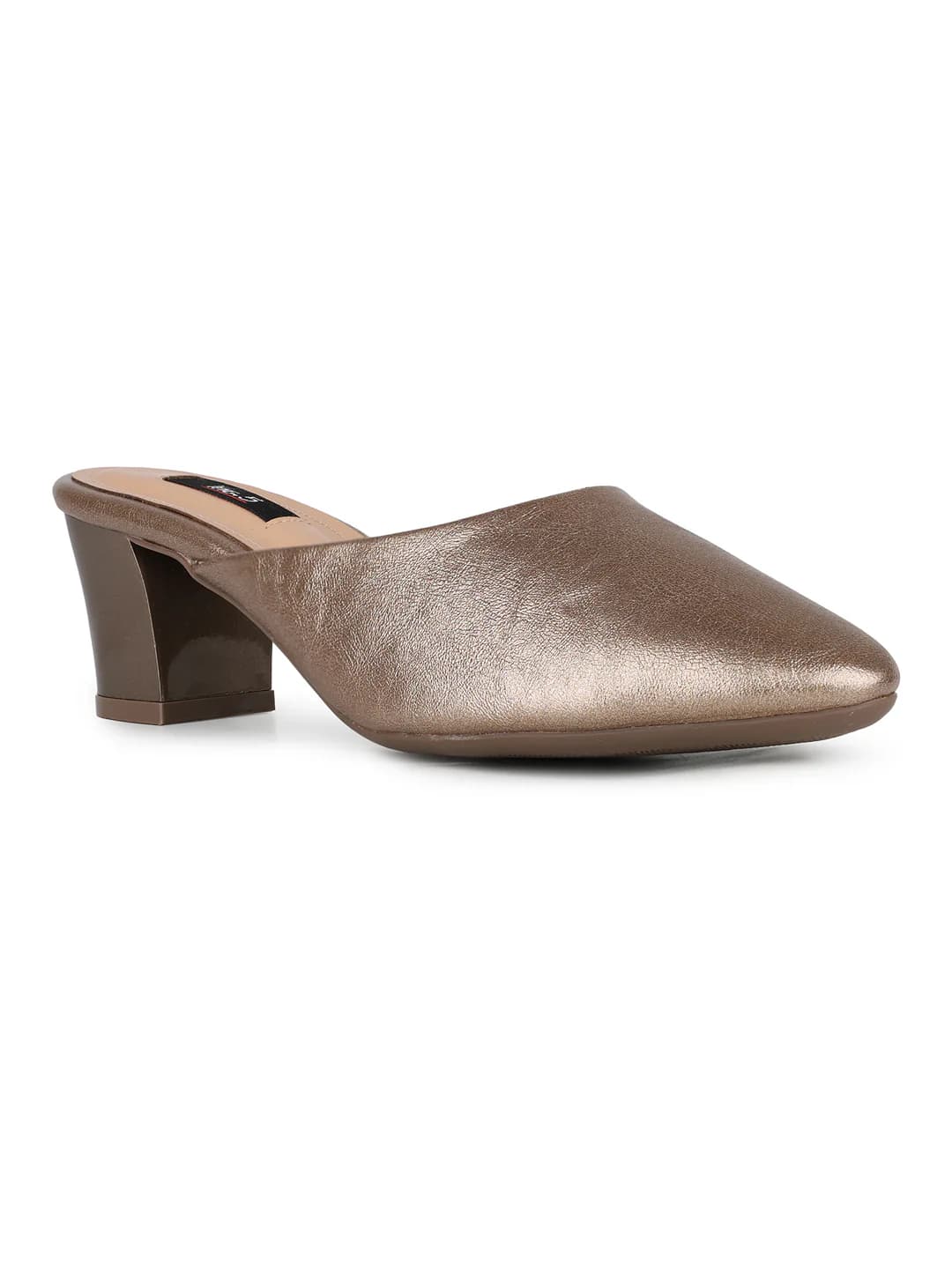 Women's Gold Casual Solid Mules Heels