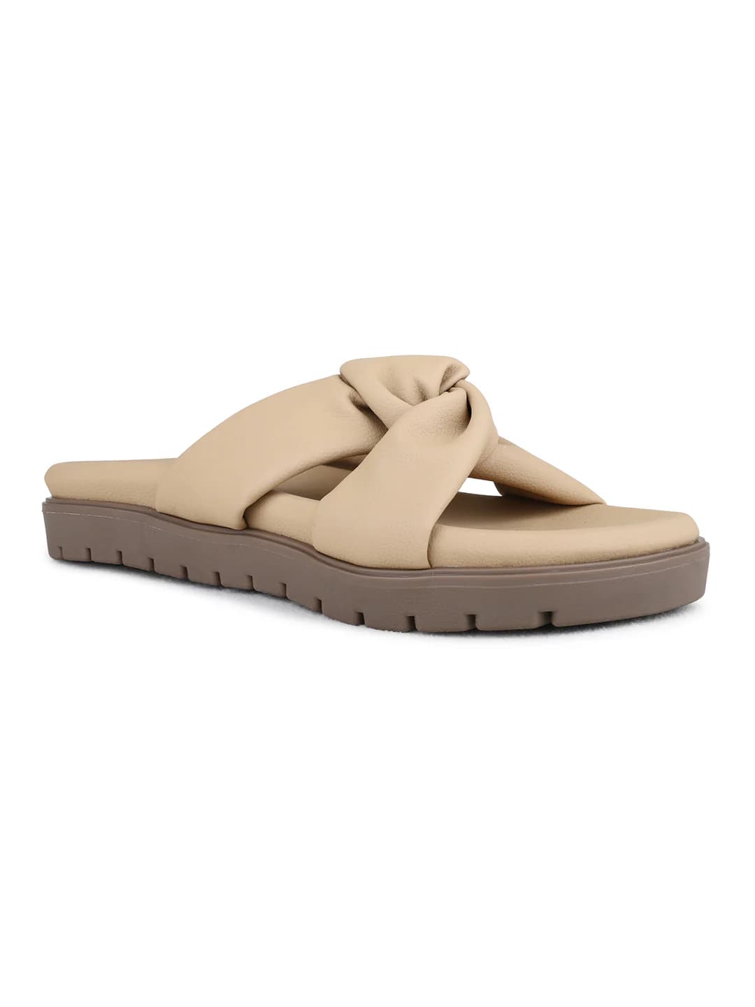 Women's Beige Casual Solid Slip-Ons Sandals