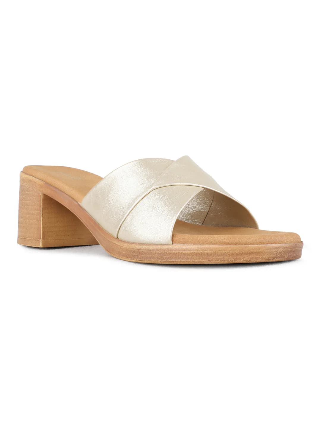 Women's Gold Semi-Formal Solid Wedges Sandals