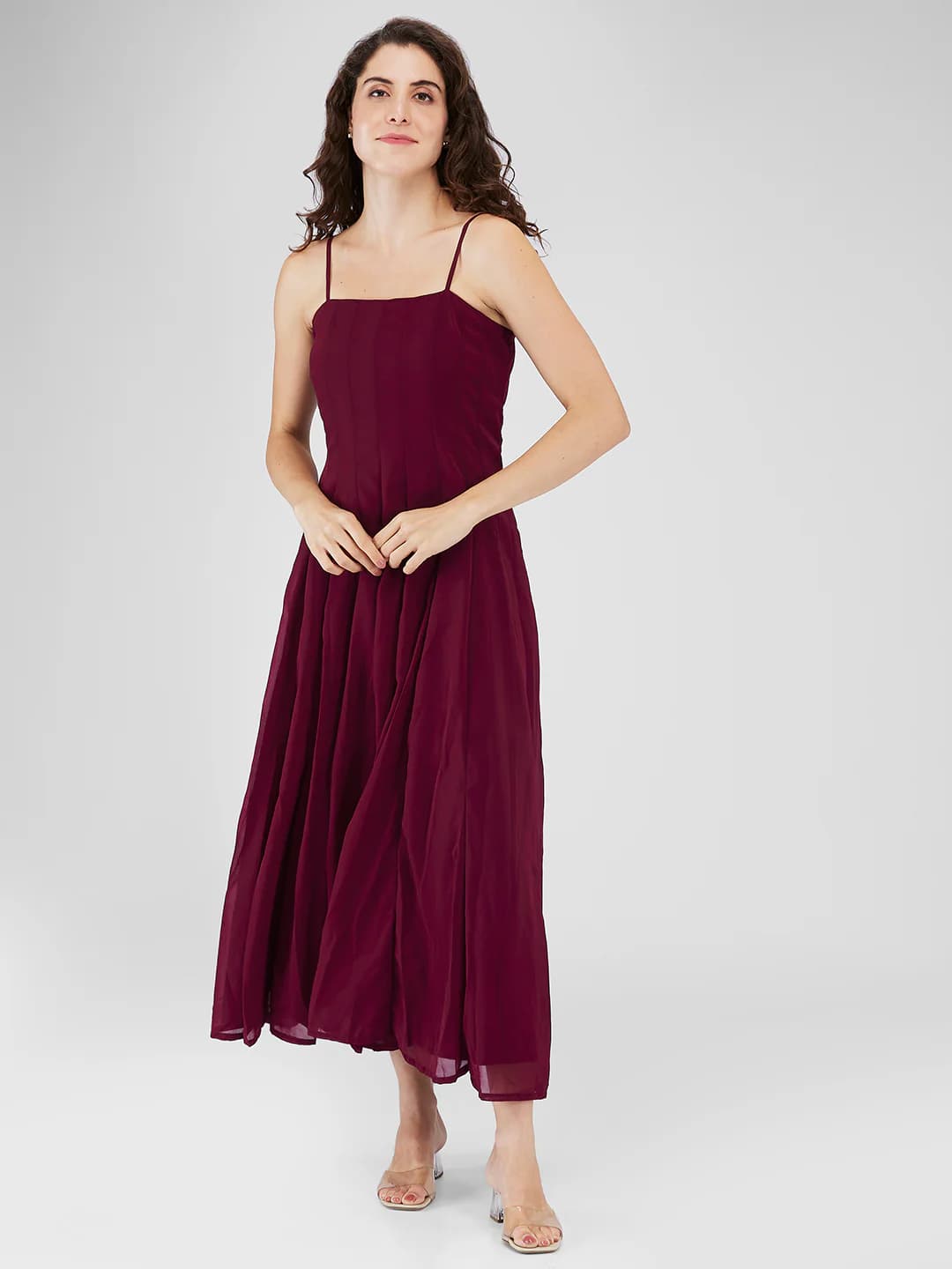 Women's Red Casual Solid A-Line Dress