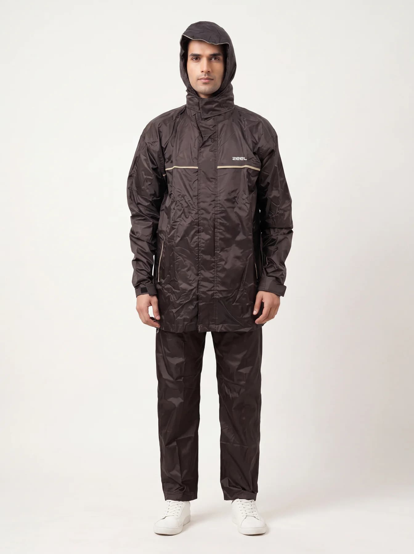 Men's Brown Regular Fit Full Sleeves Solid Rainsuit