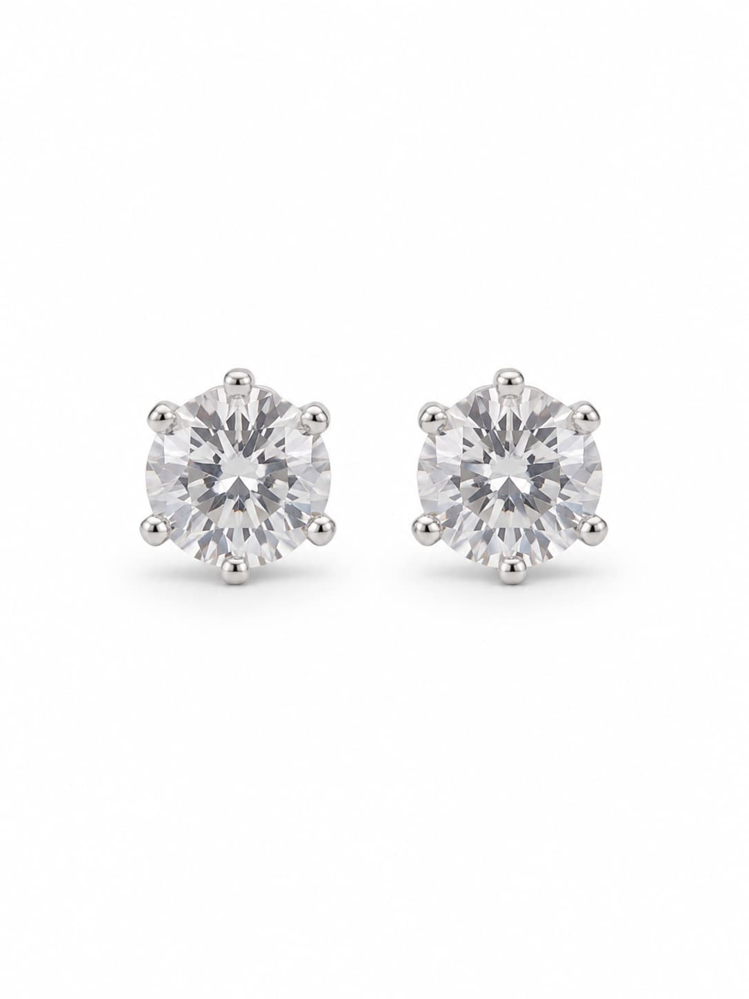 Women's Silver Classic Solitaire Stud Earrings