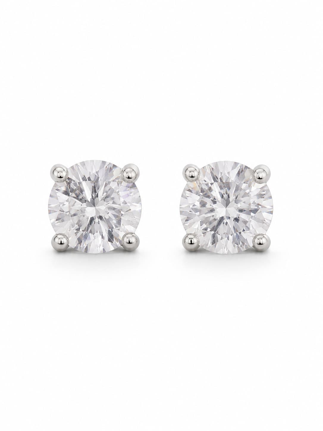 Women's Silver Pear-Cut Solitaire Stud Earrings