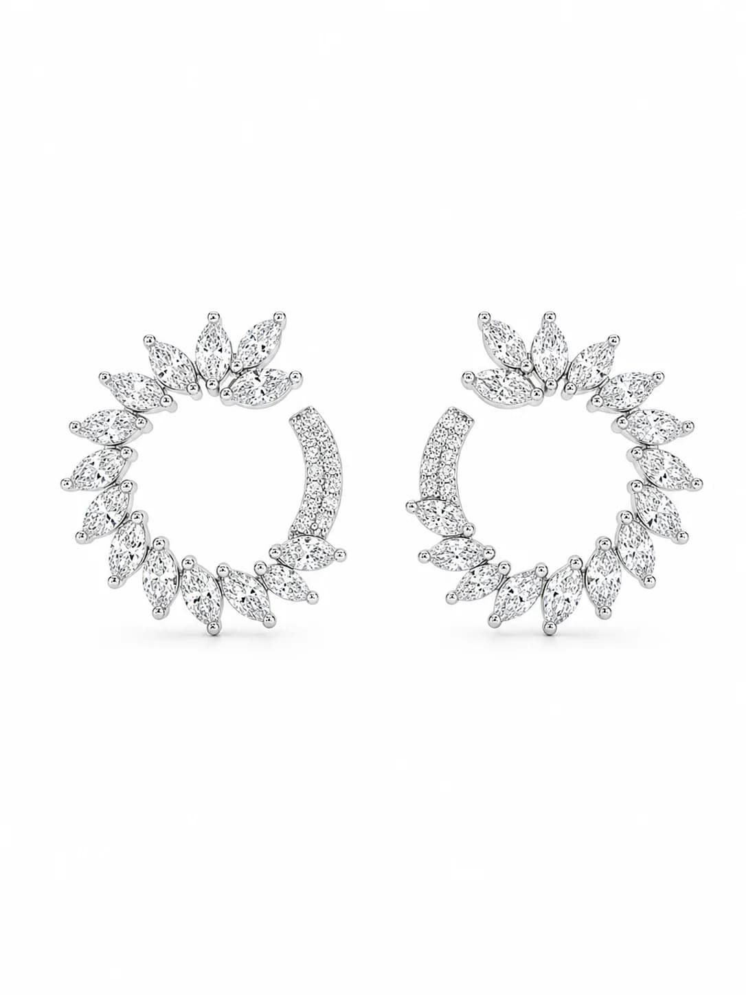 Women's Silver Vineleaf Diamond Hoops