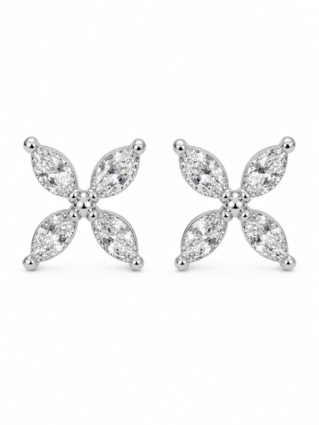 Women's Silver 4 Am - First Bloom Cygnet Diamond Studs