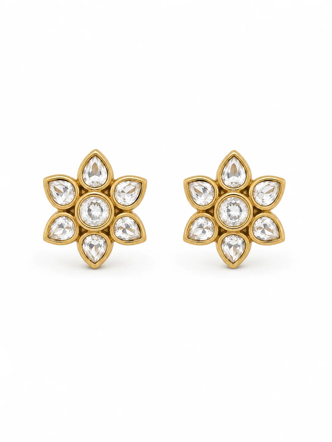 Women's Gold Reva Morning Dew Polki Studs