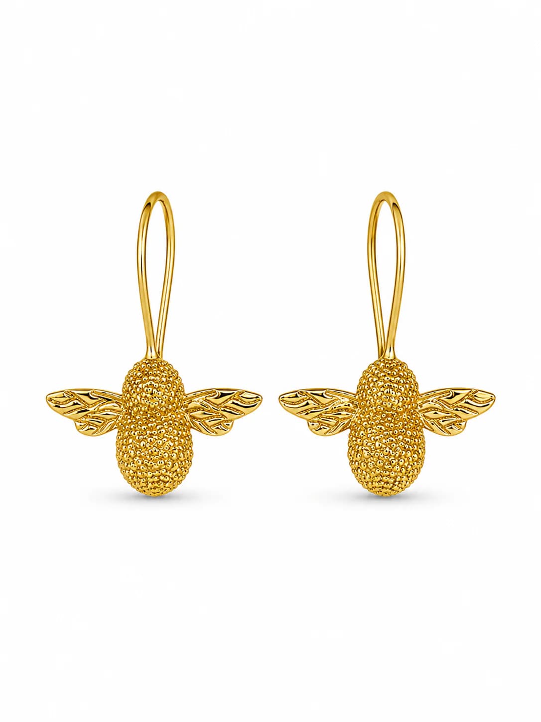 Women's Gold Bee Hook Drop Earrings
