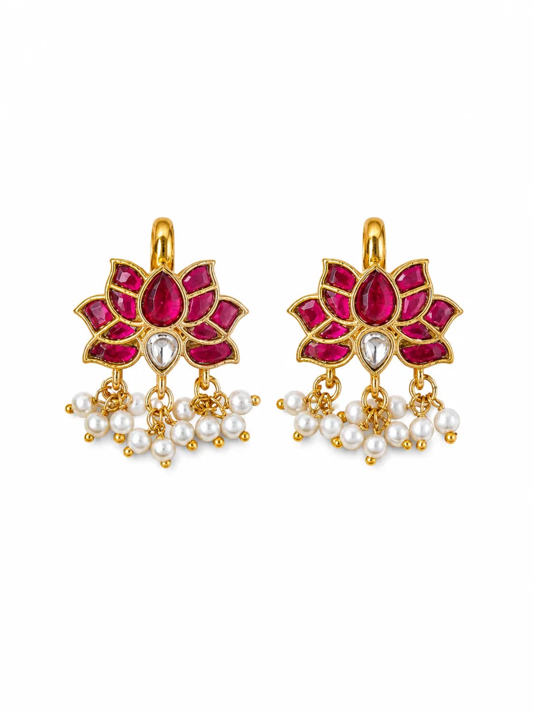 Women's Gauri Ruby Gold Floral Studs