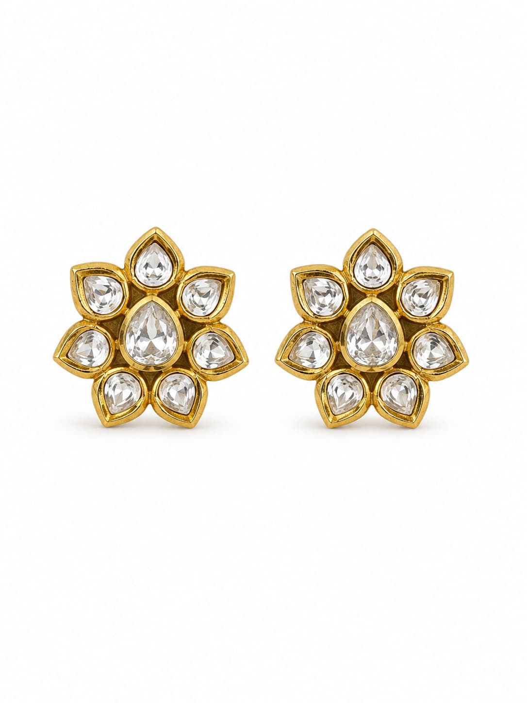 Women's Gold Tara Eternal Bloom Petal Polki Studs