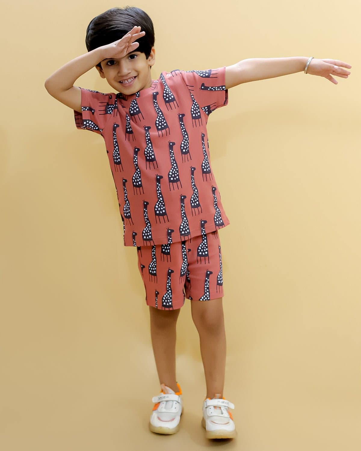 Boys Pink Casual Printed Regular Fit Clothing Set