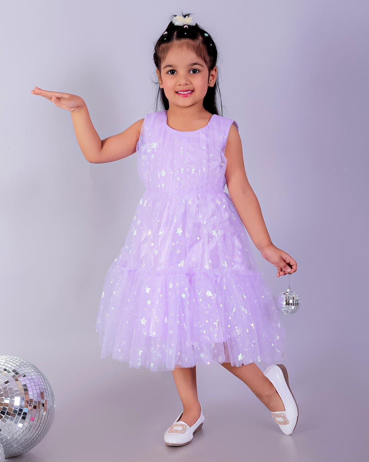 Girls Purple Mist Embellished Tunic Dress