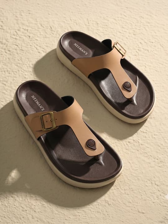 Men's Beige Casual Flat Knitted Round Toe Slip-Ons Sandals
