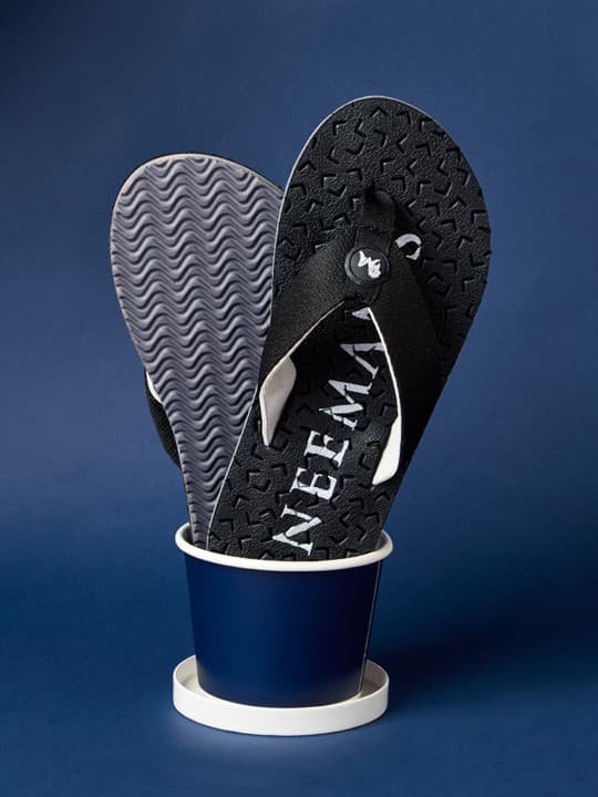 Men's Black Casual Flat Knitted Round Toe Flip-Flops