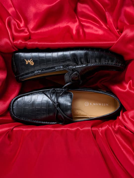 Men's Black Casual Flat Knitted Round Toe Loafers