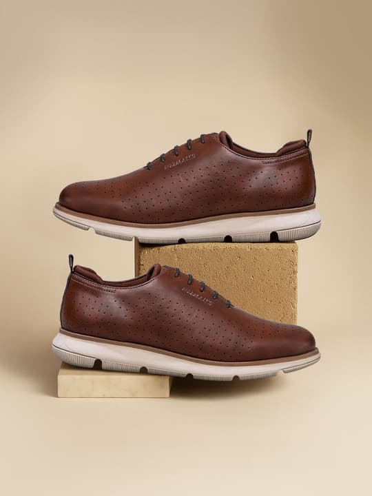 Men's Tan Casual Flat Knitted Round Toe Oxfords Shoes