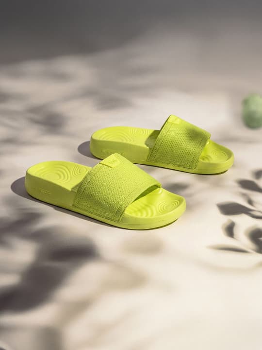 Unisex Green Casual Flat Knitted Round Toe Slides