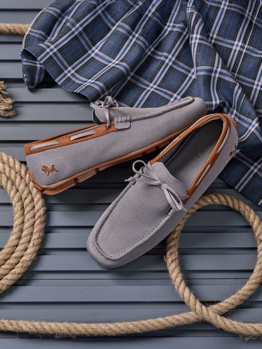 Men's Grey Casual Flat Knitted Round Toe Loafers