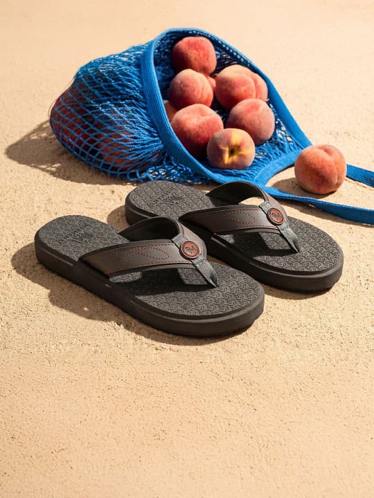 Men's Grey Casual Flat Knitted Round Toe Flip-Flops