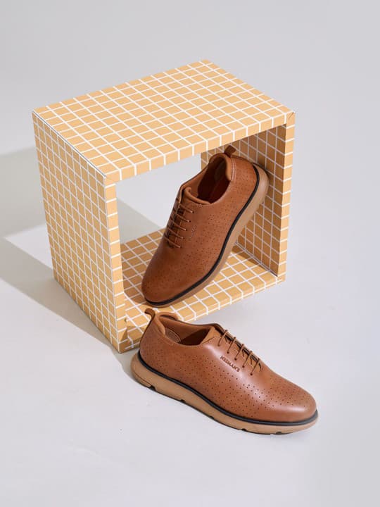 Men's Tan Casual Flat Knitted Round Toe Oxfords Shoes