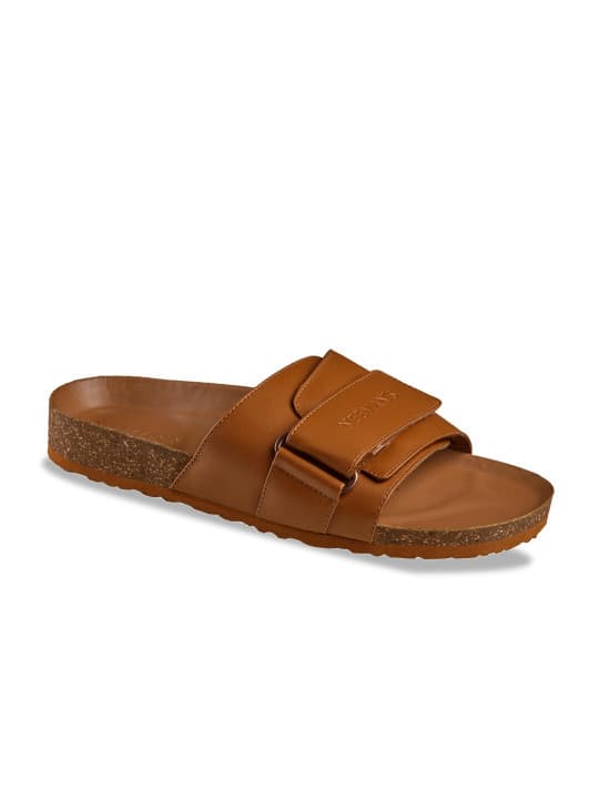Men's Tan Casual Low Heel EVA Almond Toe Slides