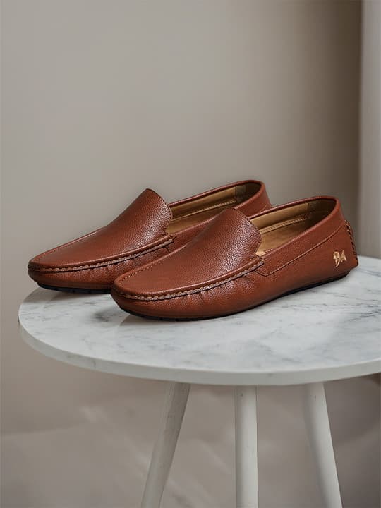 Men's Tan Casual Low Heel Polyurethane Almond Toe Loafers