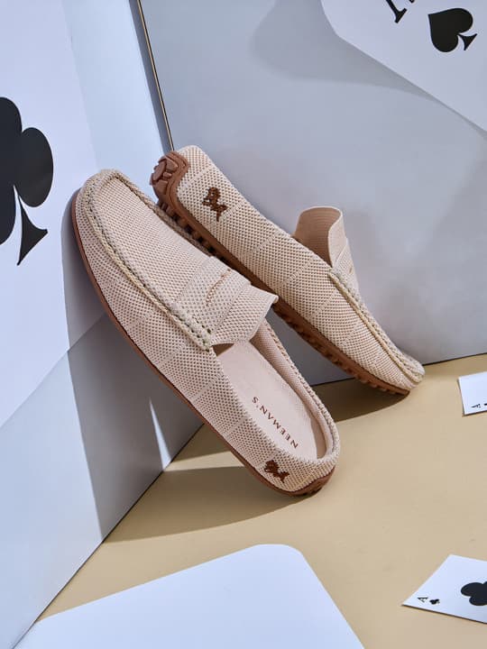 Men's Tan Casual Flat Knitted Round Toe Mules